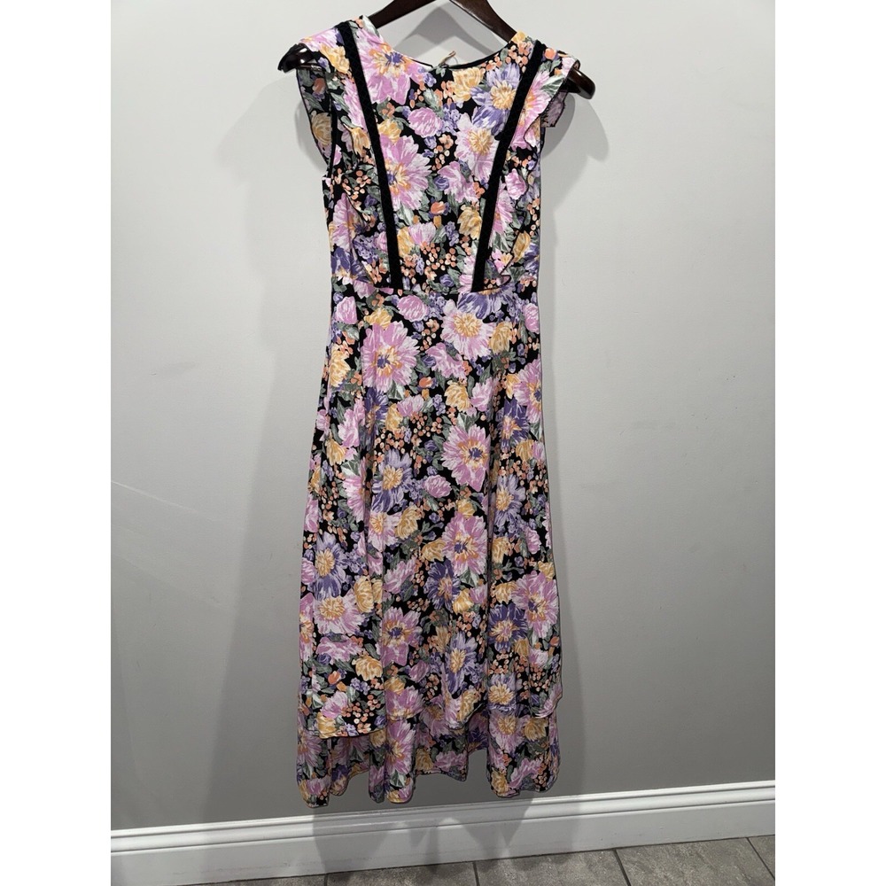 PETAL & PUP NwT Women's Delvita Dress Sz 4 Layered Maxi Lattice Lace Trim - Picture 7 of 13